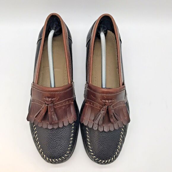 G.H. Bass Weejuns Michael Loafers Men's 12EE Brown Black Leather Kiltie Tassel - Picture 5 of 12